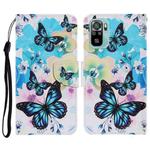 For Xiaomi Redmi Note 10 4G Coloured Drawing Pattern Horizontal Flip PU Leather Case with Holder & Card Slots & Wallet & Lanyard(Purple Butterfly)