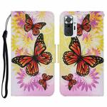 For Xiaomi Redmi Note 10 Pro Coloured Drawing Pattern Horizontal Flip PU Leather Case with Holder & Card Slots & Wallet & Lanyard(Chrysanthemum Butterfly)