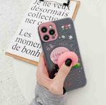 For iPhone 12 mini Painted Pattern TPU Straight Edge Fine Hole Protective Case (Black)