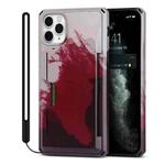 For iPhone 11 Pro Watercolor Painted Armor Shockproof PC Hard Case with Card Slot (Dark Red)