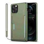For iPhone 12 / 12 Pro Armor Shockproof TPU + PC Hard Case with Card Slot Holder(Green)