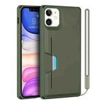 For iPhone 11 Armor Shockproof TPU + PC Hard Case with Card Slot Holder (Green)