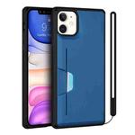 For iPhone 11 Armor Shockproof TPU + PC Hard Case with Card Slot Holder (Black Blue)