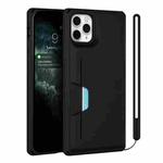 For iPhone 11 Pro Max Armor Shockproof TPU + PC Hard Case with Card Slot Holder (Black)