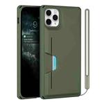 For iPhone 11 Pro Max Armor Shockproof TPU + PC Hard Case with Card Slot Holder (Green)