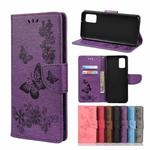 For Samsung Galaxy A32 5G Butterflies Embossing Horizontal Flip Leather Case with Holder & Card Slots & Wallet(Purple)