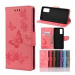 For Samsung Galaxy A72 5G / 4G Butterflies Embossing Horizontal Flip Leather Case with Holder & Card Slots & Wallet(Pink)