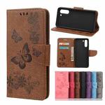 For Samsung Galaxy S21 FE Butterflies Embossing Horizontal Flip Leather Case with Holder & Card Slots & Wallet(Brown)