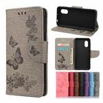 For Samsung Galaxy Xcover 5 Butterflies Embossing Horizontal Flip Leather Case with Holder & Card Slots & Wallet(Grey)