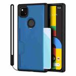 For Google Pixel 4a Armor Shockproof TPU + PC Hard Case with Card Slot Holder(Black Blue)