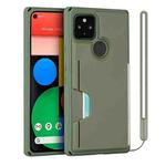For Google Pixel 5 Armor Shockproof TPU + PC Hard Case with Card Slot Holder(Green)