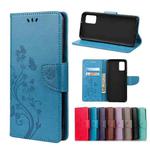 For Samsung Galaxy A02s (EU Version) Butterfly Flower Pattern Horizontal Flip Leather Case with Holder & Card Slots & Wallet(Blue)