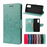 For Samsung Galaxy A72 5G / 4G Butterfly Flower Pattern Horizontal Flip Leather Case with Holder & Card Slots & Wallet(Green)