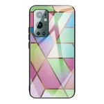 For One Plus 9 Pro Abstract Marble Pattern Glass Protective Case(Rhombus Gradient)