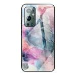 For One Plus 9 Pro Abstract Marble Pattern Glass Protective Case(Abstract Multicolor)