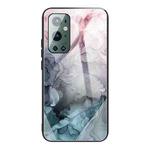 For One Plus 9 Pro Abstract Marble Pattern Glass Protective Case(Abstract Light Pink)