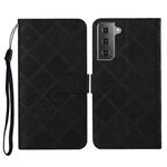 For Samsung Galaxy S21 FE Ethnic Style Embossed Pattern Horizontal Flip Leather Case with Holder & Card Slots & Wallet & Lanyard(Black)