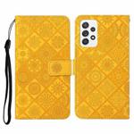 For Samsung Galaxy A52 5G / 4G Ethnic Style Embossed Pattern Horizontal Flip Leather Case with Holder & Card Slots & Wallet & Lanyard(Yellow)