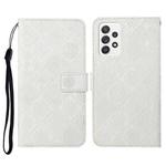For Samsung Galaxy A52 5G / 4G Ethnic Style Embossed Pattern Horizontal Flip Leather Case with Holder & Card Slots & Wallet & Lanyard(White)