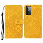 For Samsung Galaxy A72 5G / 4G Ethnic Style Embossed Pattern Horizontal Flip Leather Case with Holder & Card Slots & Wallet & Lanyard(Yellow)