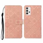 For Samsung Galaxy A32 4G Ethnic Style Embossed Pattern Horizontal Flip Leather Case with Holder & Card Slots & Wallet & Lanyard(Pink)