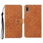 For Samsung Galaxy A02 Ethnic Style Embossed Pattern Horizontal Flip Leather Case with Holder & Card Slots & Wallet & Lanyard(Brown)