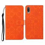 For Samsung Galaxy A02 Ethnic Style Embossed Pattern Horizontal Flip Leather Case with Holder & Card Slots & Wallet & Lanyard(Orange)