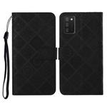 For Samsung Galaxy A02s EU Version Ethnic Style Embossed Pattern Horizontal Flip Leather Case with Holder & Card Slots & Wallet & Lanyard(Black)