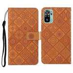 For Xiaomi Redmi Note 10 4G Ethnic Style Embossed Pattern Horizontal Flip Leather Case with Holder & Card Slots & Wallet & Lanyard(Brown)