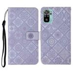 For Xiaomi Redmi Note 10 4G Ethnic Style Embossed Pattern Horizontal Flip Leather Case with Holder & Card Slots & Wallet & Lanyard(Purple)