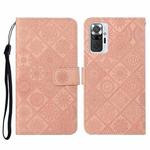 For Xiaomi Redmi Note 10 Pro Ethnic Style Embossed Pattern Horizontal Flip Leather Case with Holder & Card Slots & Wallet & Lanyard(Pink)