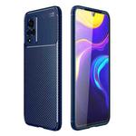 For vivo V21 Carbon Fiber Texture Shockproof TPU Case(Blue)