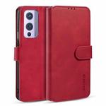 For OnePlus 9 DG.MING Retro Oil Side Horizontal Flip Leather Case with Holder & Card Slots & Wallet(Red)