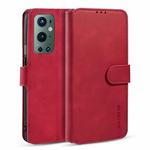 For OnePlus 9 Pro DG.MING Retro Oil Side Horizontal Flip Leather Case with Holder & Card Slots & Wallet(Red)
