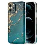 For iPhone 12 Glazed Marble Pattern TPU Shockproof Protective Case(Cyan)