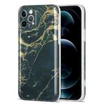 For iPhone 12 Pro Glazed Marble Pattern TPU Shockproof Protective Case(Dark Green)