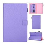 Hair Silky Texture Solid Color Horizontal Flip Leather Case with Holder & Card Slots & Photo Frame & Anti-Skid Strip For Amazon Kindle Fire HD8 2016 / 2017 / 2018(Purple)
