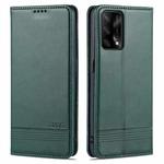 For OPPO A74 4G / F19 AZNS Magnetic Calf Texture Horizontal Flip Leather Case with Card Slots & Holder & Wallet(Green)