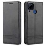 For OPPO Realme C15 / C12 / C25 / Narzo 30A AZNS Magnetic Calf Texture Horizontal Flip Leather Case with Card Slots & Holder & Wallet(Black)