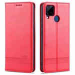 For OPPO Realme C15 / C12 / C25 / Narzo 30A AZNS Magnetic Calf Texture Horizontal Flip Leather Case with Card Slots & Holder & Wallet(Red)