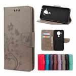 For Nokia 5.4 Butterfly Flower Pattern Horizontal Flip Leather Case with Holder & Card Slots & Wallet(Grey)