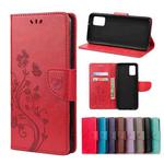 For Xiaomi Redmi Note 10 5G Butterfly Flower Pattern Horizontal Flip Leather Case with Holder & Card Slots & Wallet(Red)