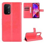 For OPPO A54 5G / A74 5G / A93 5G Crazy Horse Texture Horizontal Flip Leather Case with Holder & Card Slots & Lanyard(Red)