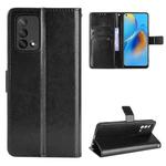 For OPPO A74 4G / F19 4G Crazy Horse Texture Horizontal Flip Leather Case with Holder & Card Slots & Lanyard(Black)