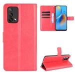 For OPPO A74 4G / F19 4G Crazy Horse Texture Horizontal Flip Leather Case with Holder & Card Slots & Lanyard(Red)