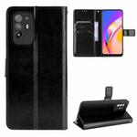 For OPPO A94 5G / Reno5 Z 5G / F19 Pro+ 5G Crazy Horse Texture Horizontal Flip Leather Case with Holder & Card Slots & Lanyard(Black)