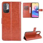 For Xiaomi Redmi Note 10 5G Crazy Horse Texture Horizontal Flip Leather Case with Holder & Card Slots & Lanyard(Brown)