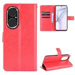 For Huawei P50 Crazy Horse Texture Horizontal Flip Leather Case with Holder & Card Slots & Lanyard(Red)