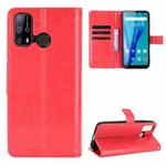 For Oukitel C23 Pro Crazy Horse Texture Horizontal Flip Leather Case with Holder & Card Slots & Lanyard(Red)