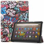 For Amazon Fire HD 10 (2021) Colored Drawing Pattern Horizontal Flip Leather Case with Three-folding Holder & Sleep / Wake-up Function(Graffiti)